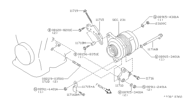 1999 Infiniti G20 Alternator Fitting Diagram 1