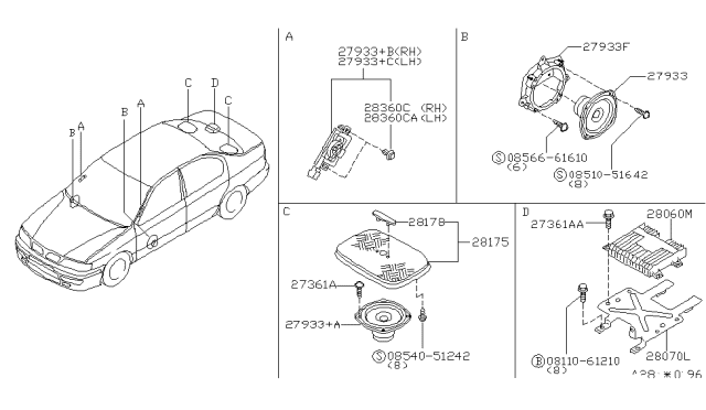 2000 Infiniti G20 Bracket-Audio Diagram for 28070-6J000