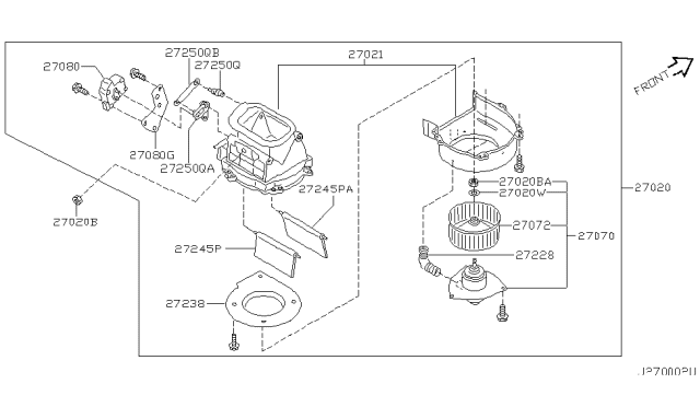 2000 Infiniti G20 Heater & Blower Unit Diagram 2