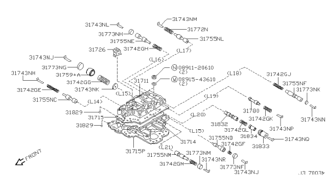 2001 Infiniti G20 Automatic Transmission. Oil Filter Assembly Diagram for 31726-3AX00