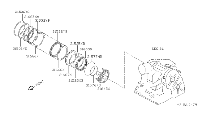 2001 Infiniti G20 Clutch & Band Servo Diagram 1