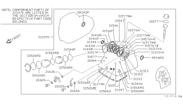 1999 Infiniti G20 Gasket & Seal Kit (Automatic) Diagram 1