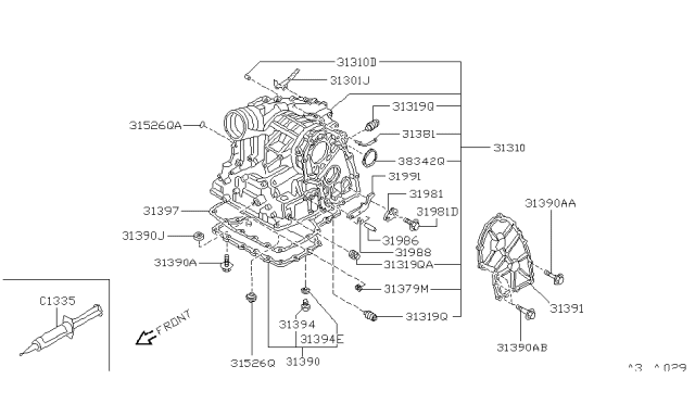 2001 Infiniti G20 Case Assy-Transmission Diagram for 31310-34X24