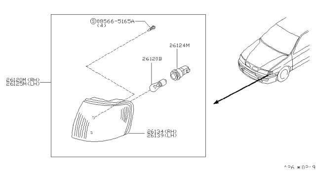 2002 Infiniti G20 Bulb Diagram for 26717-89914