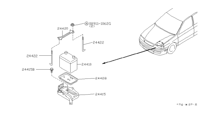 2002 Infiniti G20 Battery & Battery Mounting Diagram