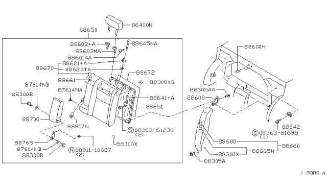 1999 Infiniti G20 Rear Seat Diagram 3