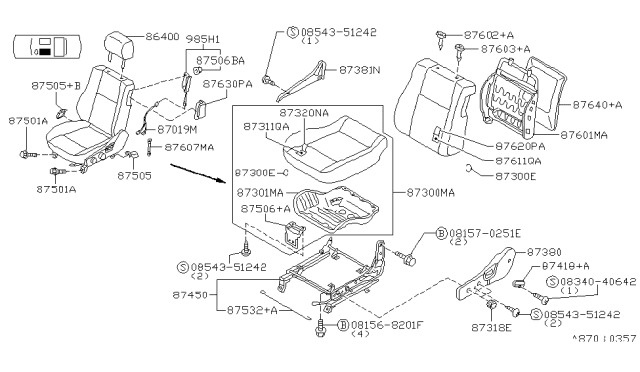 2000 Infiniti G20 Front Seat Diagram 1