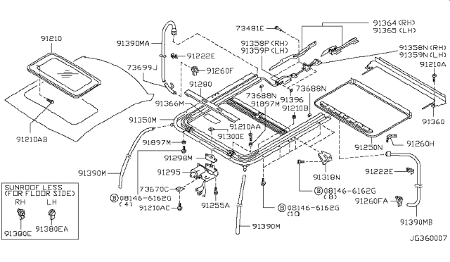 1999 Infiniti G20 Plug-Front Floor Diagram for 74816-01E10