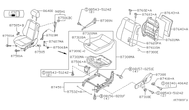 2002 Infiniti G20 Front Seat Diagram 1