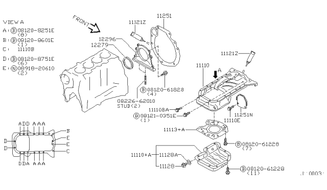 1999 Infiniti G20 Cylinder Block & Oil Pan Diagram 4