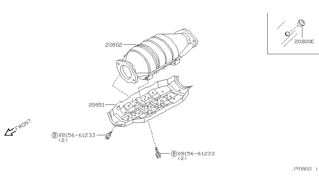 2002 Infiniti G20 Three Way Catalytic Converter Diagram for 20800-4M826