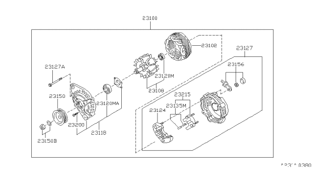 1999 Infiniti G20 Rotor Assembly Diagram for 23108-5V410