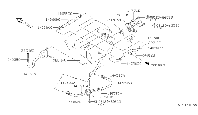 1999 Infiniti G20 Hose EVAPORATION CANNSTR-A Diagram for 14912-7J102