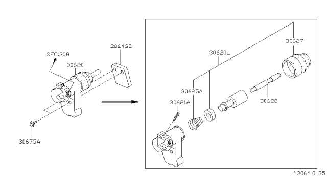 2000 Infiniti G20 Piston Kit-Clutch Operating Cylinder Diagram for 30621-0W025