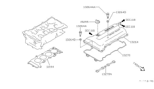 2000 Infiniti G20 Cylinder Head & Rocker Cover Diagram 3