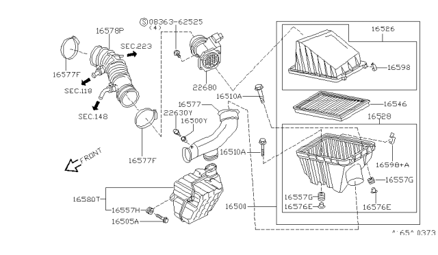 2000 Infiniti G20 Air Cleaner Diagram 1