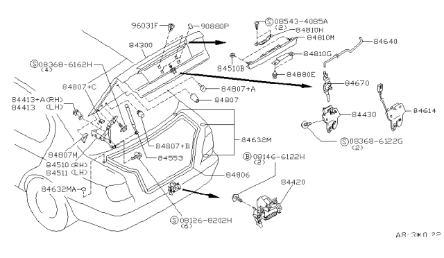 2002 Infiniti G20 Trunk Lid & Fitting Diagram 1