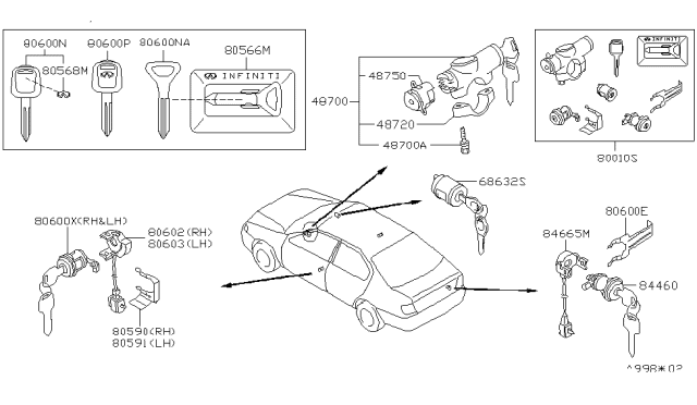 2002 Infiniti G20 Switch-Ignition Diagram for 48750-3S500