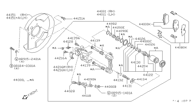 2001 Infiniti G20 Seal Kit-Disc Brake Diagram for 44120-3J225