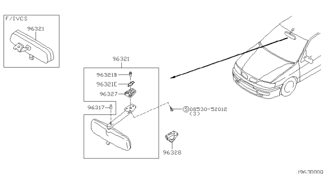 2000 Infiniti G20 Rear View Mirror Diagram 1