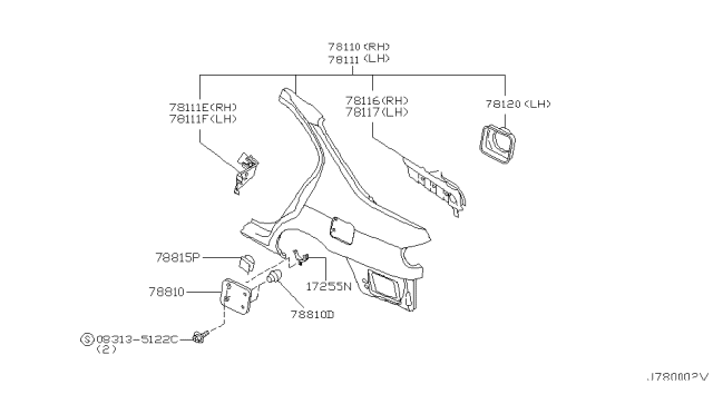 2002 Infiniti G20 Rear Fender & Fitting Diagram 1