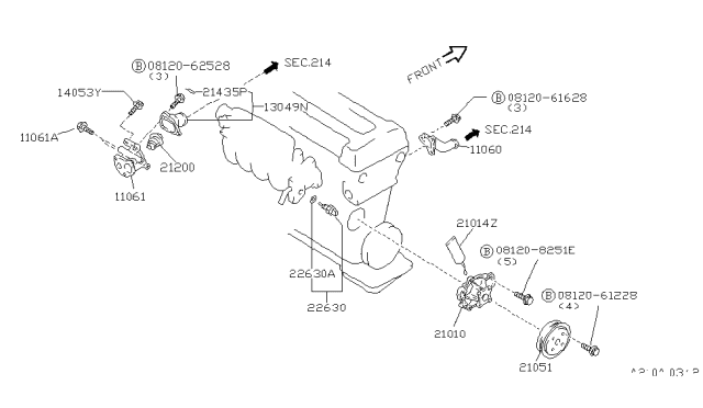 1999 Infiniti G20 Water Pump, Cooling Fan & Thermostat Diagram 1