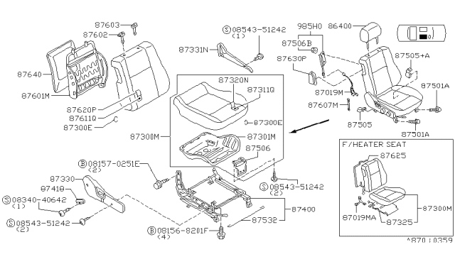 1999 Infiniti G20 Front Seat Diagram 4