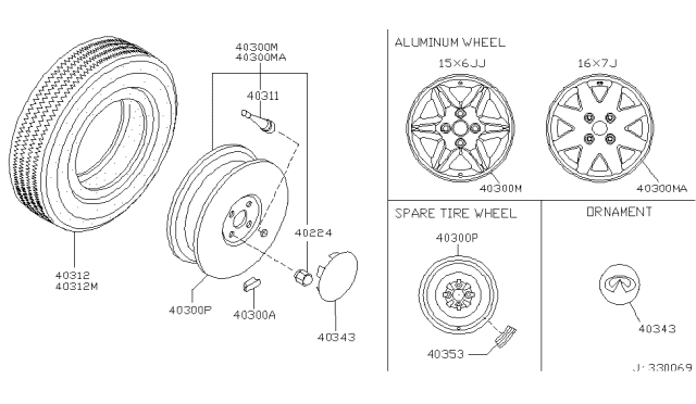 2001 Infiniti G20 Road Wheel & Tire Diagram 1