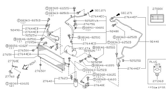 2000 Infiniti G20 Condenser,Liquid Tank & Piping Diagram 1