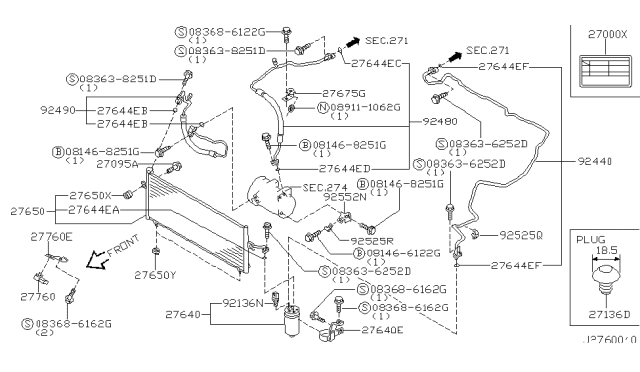 2002 Infiniti G20 Condenser,Liquid Tank & Piping Diagram