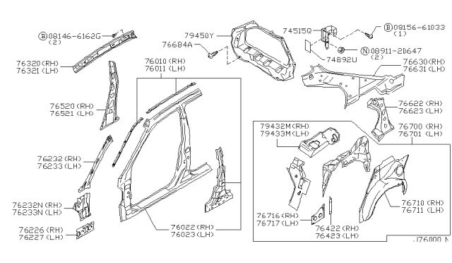 2002 Infiniti G20 Pillar-Front,Inner LH Diagram for 76233-3J105