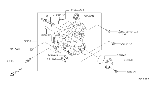 1999 Infiniti G20 Transmission Case & Clutch Release Diagram 4