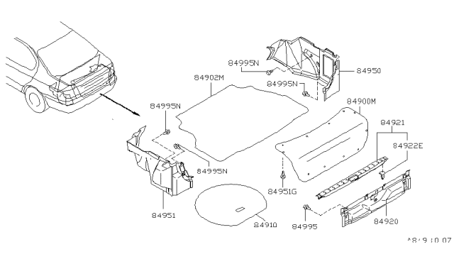 1999 Infiniti G20 Trunk & Luggage Room Trimming Diagram