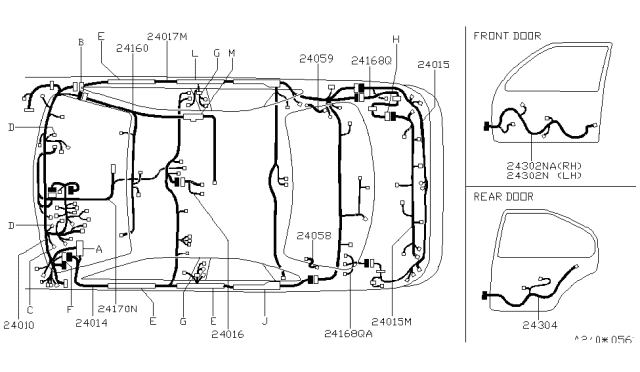 2000 Infiniti G20 Harness Assembly-Tail Diagram for 24015-7J100