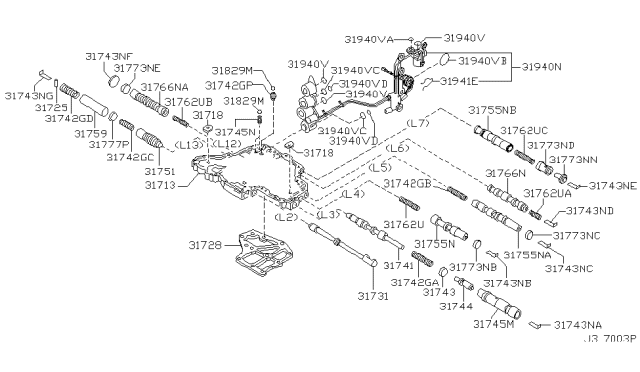 1999 Infiniti G20 Lower Control Valve Body Diagram for 31713-80X13