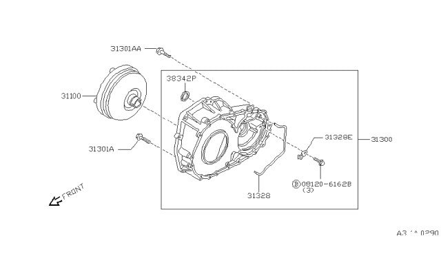 2001 Infiniti G20 Torque Converter,Housing & Case Diagram 1