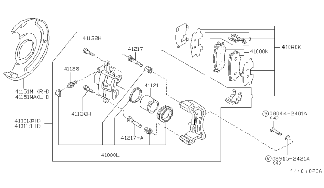 1999 Infiniti G20 Front Brake Diagram