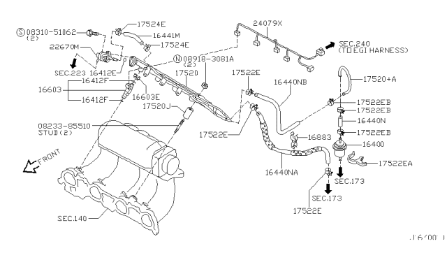 2002 Infiniti G20 Harness-Engine Sub Diagram for 24079-7J415