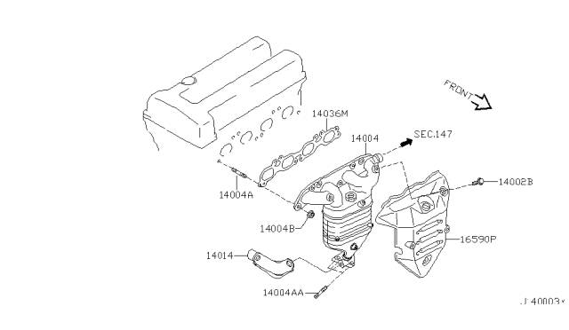 2001 Infiniti G20 Plate Heat SHLD Diagram for 14014-7J500