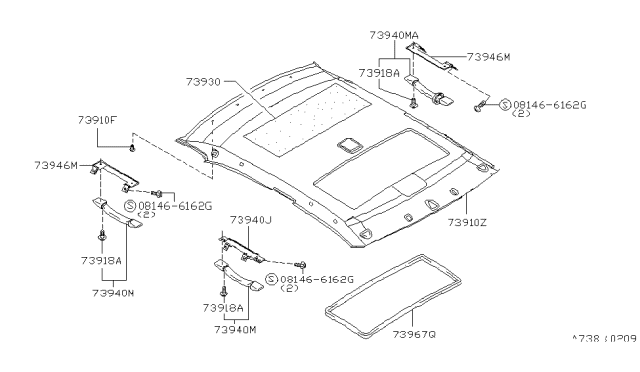 1999 Infiniti G20 Roof Trimming Diagram 2