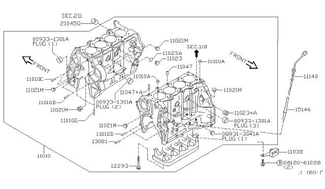 1999 Infiniti G20 Cylinder Block & Oil Pan Diagram 2