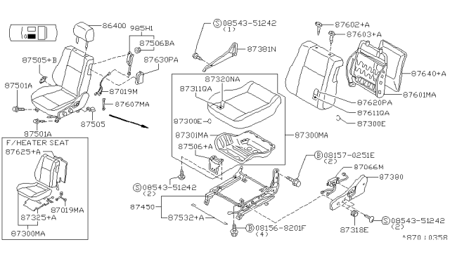 1999 Infiniti G20 Front Seat Diagram 3