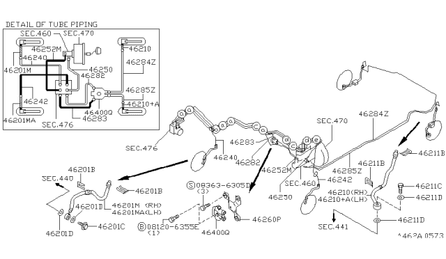 1999 Infiniti G20 Brake Piping & Control Diagram 2