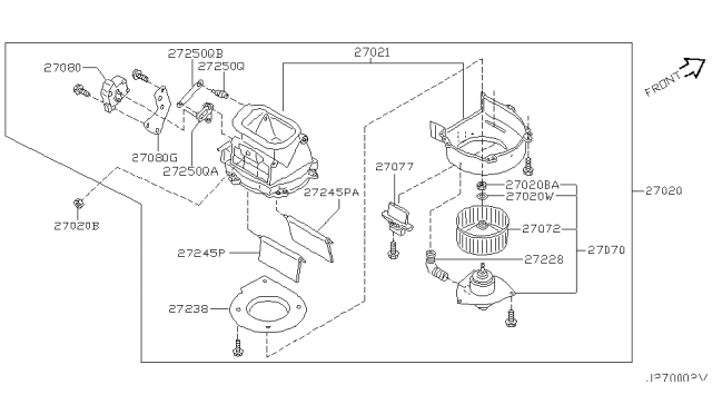 2001 Infiniti G20 Motor & Fan Assy-Blower Diagram for 27220-7J201