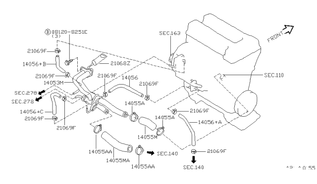 1999 Infiniti G20 Cap Diagram for 14056-78J06