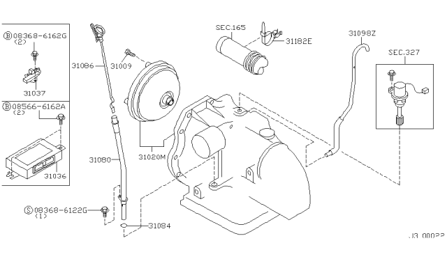 1999 Infiniti G20 Auto Transmission,Transaxle & Fitting Diagram 2