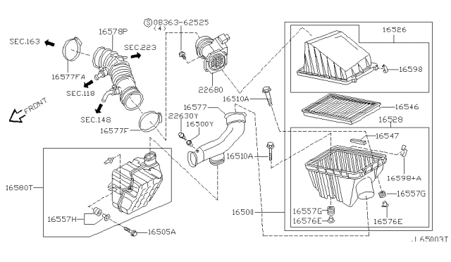 2002 Infiniti G20 Hose-Air Diagram for 16578-7J400