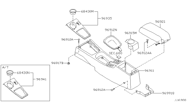 1999 Infiniti G20 Console Box Diagram