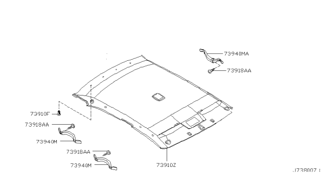 2002 Infiniti G20 Roof Trimming Diagram 2