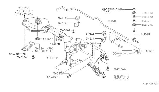 2002 Infiniti G20 Rod Assembly Connecting, STABILIZER Diagram for 54618-58Y60